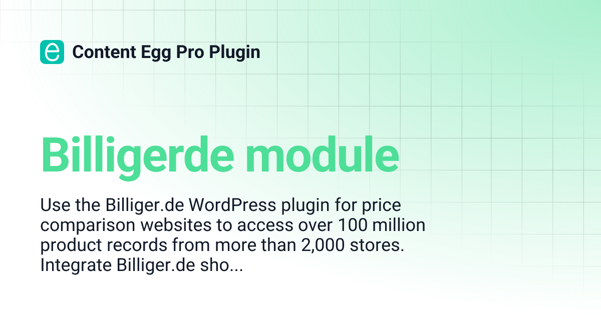 Billigerde module | Content Egg Pro Plugin